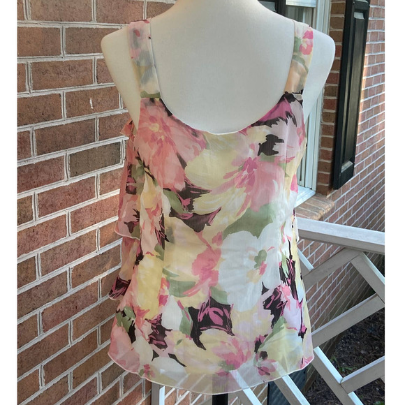 Sheer floral cascading Tier blouse  iZbyer Large - Picture 3 of 6